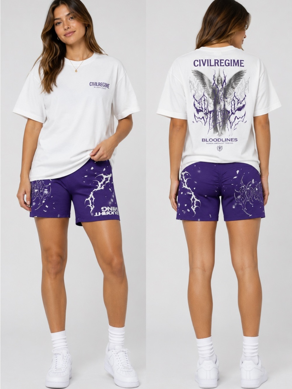 Civil Regime Purple Graphic Athletic Shorts Size Small NWT
